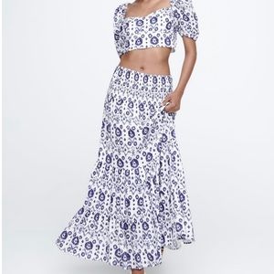 Zara New NWT Linen blend maxi skirt M